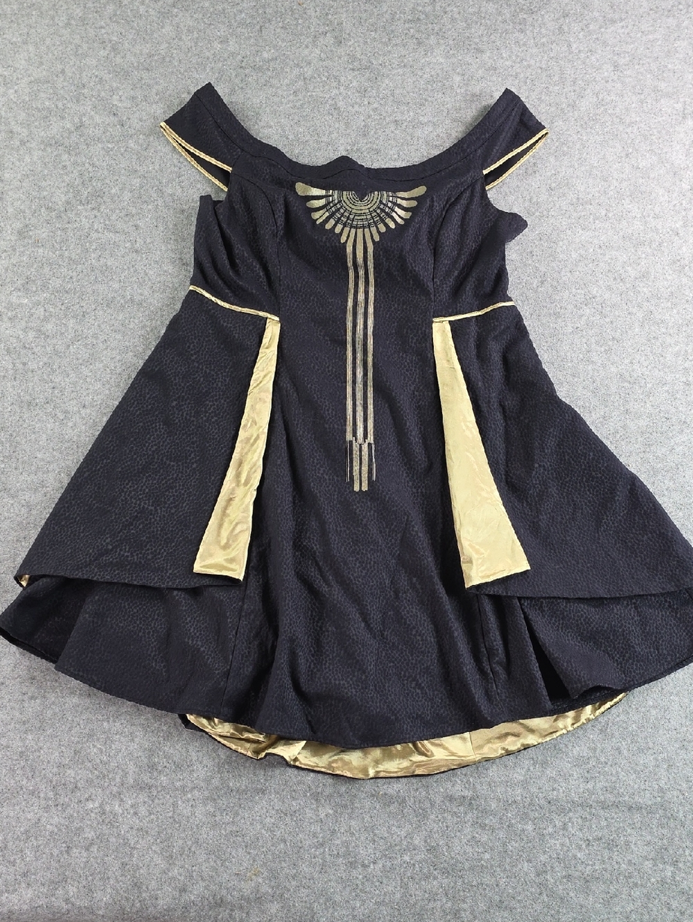 Fantastic Beasts Hot Topic Black and Gold Fit-and-Flare Dress Saraphina Cosplay